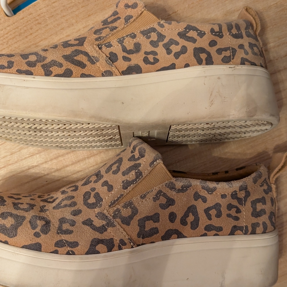 TOMS Tan and Black Leopard Slip-Ons - Picture 2 of 4